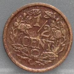 Halve Cent 1934 — Koper achterzijde, ½ cent