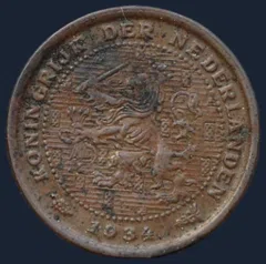 Halve Cent 1934 Wilhelmina