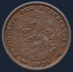 Halve Cent 1934 - Wilhelmina
