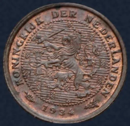 Halve Cent 1934 Wilhelmina