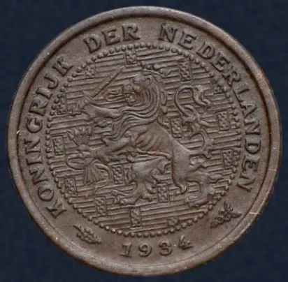 Halve Cent 1934 Wilhelmina