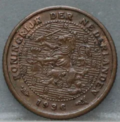 Halve Cent 1936 voorzijde, 1/2 cent