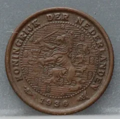 Halve Cent 1936 voorzijde, 1/2 cent