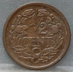 Halve Cent 1936 achterzijde, 1/2 cent