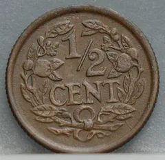Halve Cent 1936 achterzijde, 1/2 cent
