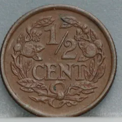 Halve Cent 1936 — Wilhelmina achterzijde, 1/2 cent