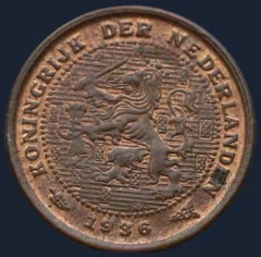 Halve Cent 1936 — Wilhelmina
