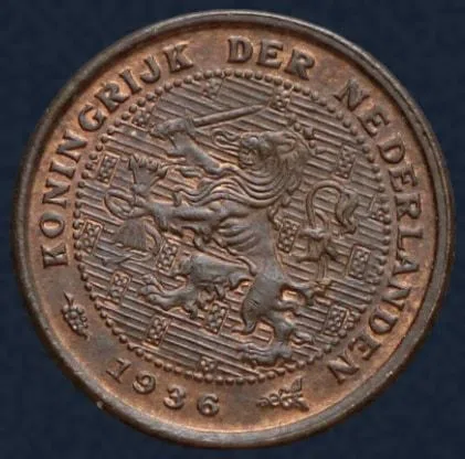 Halve Cent 1936 Wilhelmina