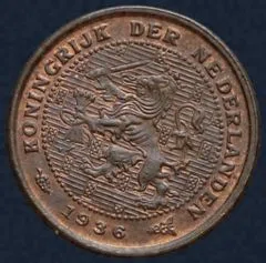 Halve Cent 1936 Wilhelmina
