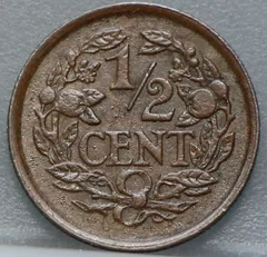 Halve Cent 1937 achterzijde, 1/2 cent