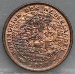Halve Cent 1937 — Brons voorzijde, 1/2 cent