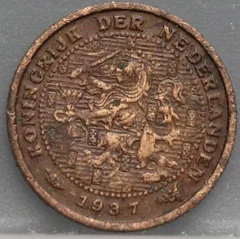 Halve Cent 1937 — Brons voorzijde, 1/2 cent