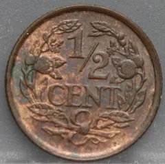 Halve Cent 1937 — Brons achterzijde, 1/2 cent