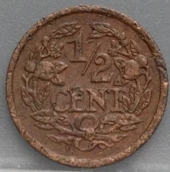 Halve Cent 1937 — Brons achterzijde, 1/2 cent