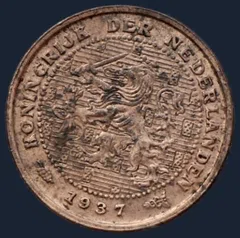 Halve Cent 1937 Wilhelmina