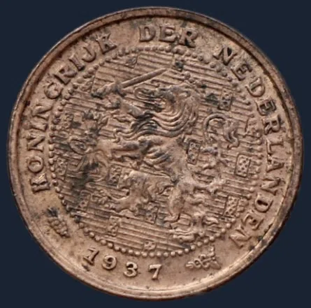 Halve Cent 1937 Wilhelmina