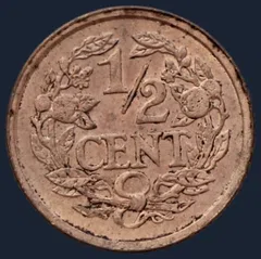 Halve Cent 1937 Wilhelmina
