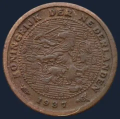 Halve Cent 1937 Wilhelmina
