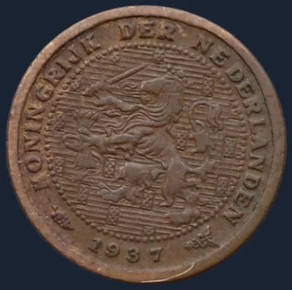 Halve Cent 1937 Wilhelmina