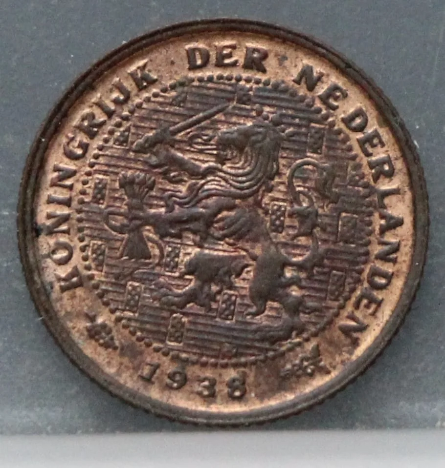 Halve Cent 1938 — Wilhelmina voorzijde, 1/2 cent