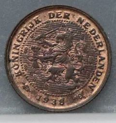 Halve Cent 1938 — Wilhelmina voorzijde, 1/2 cent