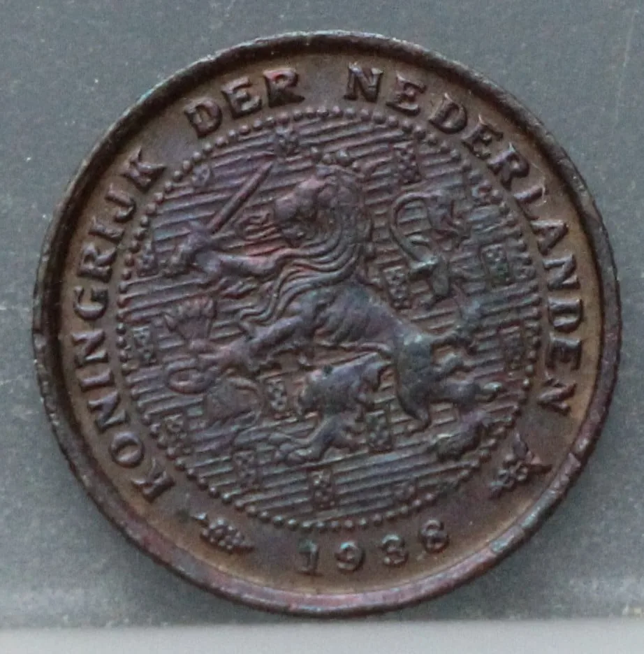 Halve Cent 1938 — Wilhelmina voorzijde, ½ cent