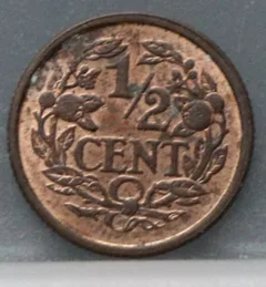 Halve Cent 1938 — Wilhelmina achterzijde, 1/2 cent