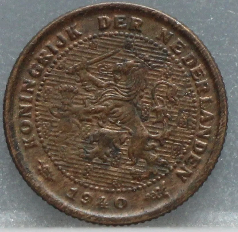 Halve Cent 1940 – Wilhelmina voorzijde, ½ cent