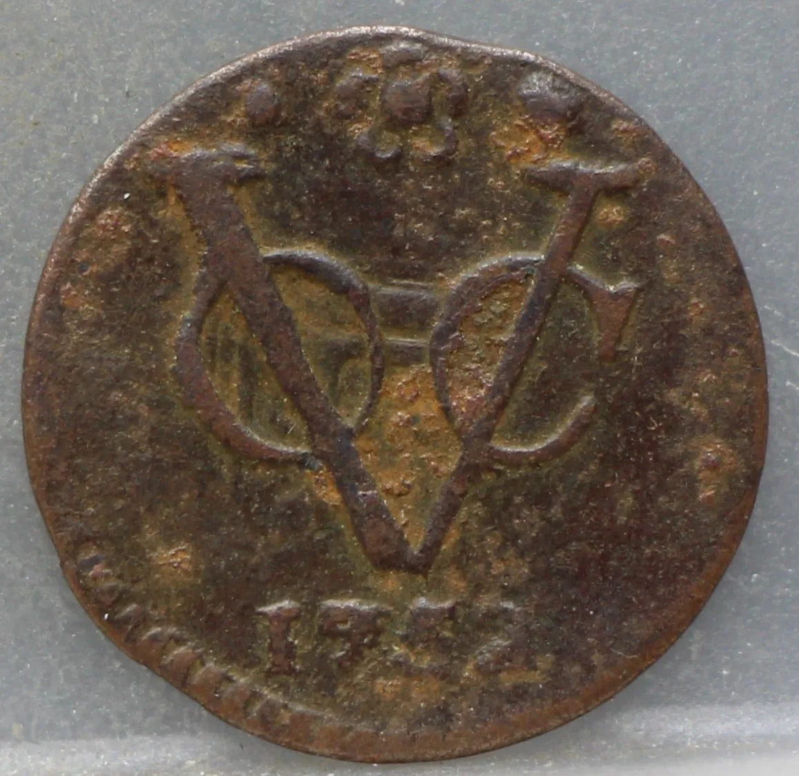 Halve Duit 1752 Holland VOC — Koper voorzijde