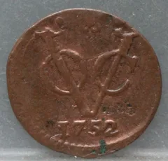 Halve Duit 1752 Holland VOC — Koper voorzijde