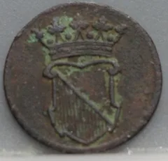 Halve Duit 1753 VOC — Koper achterzijde