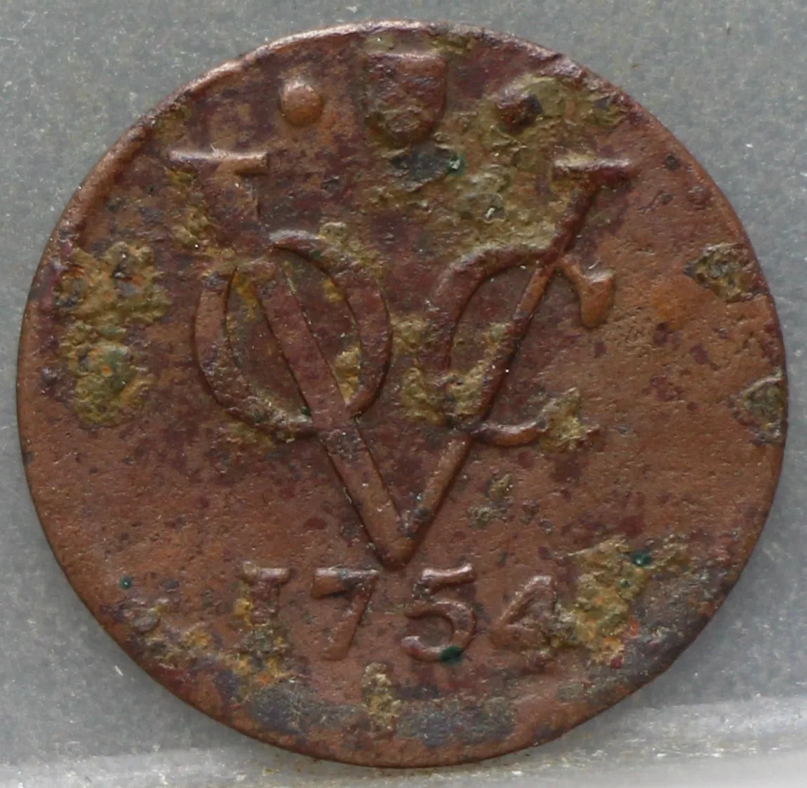 Halve Duit 1754 Utrecht — Koper VOC voorzijde