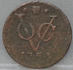 Halve Duit 1754 Utrecht — Koper VOC voorzijde