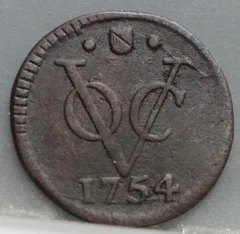 Halve Duit 1754 Utrecht VOC — Koper voorzijde