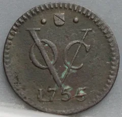 Halve Duit 1755 VOC Utrecht voorzijde