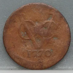 Halve Duit 1770 Holland VOC — Koper voorzijde