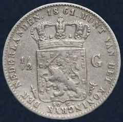 ½ Gulden 1861 Willem III Zilver