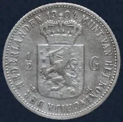 Halve gulden 1904 - 1/2 gulden 1904 Zilver