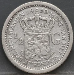 Halve gulden 1910 - 1/2 gulden 1910 Wilhelmina achterzijde