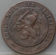 Halve Stuiver 1884 — 2½ Cent Brons voorzijde