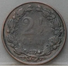 Halve Stuiver 1884 — 2½ Cent Brons achterzijde