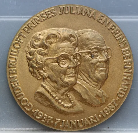 Huwelijkspenning Juliana en Bernhard 1937-1987 Gouden Bruiloft