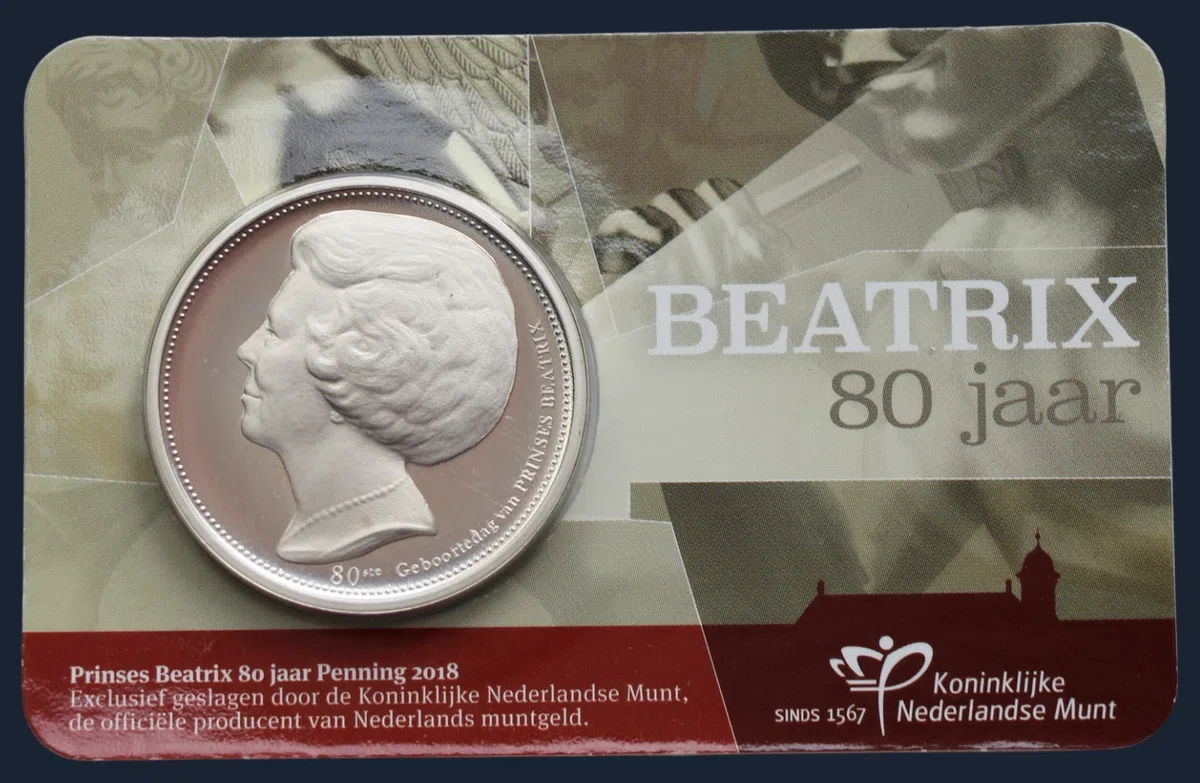 Nederland 2018 Prinses Beatrix 80 Jaar Penning BU Coincard