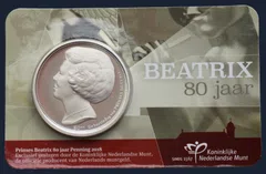 Nederland 2018 Prinses Beatrix 80 Jaar Penning BU Coincard