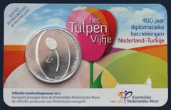 Nederland 5 euro 2012 coincard 400 jaar diplomatieke betrekkingen Turkije - Tulpen Vijfje