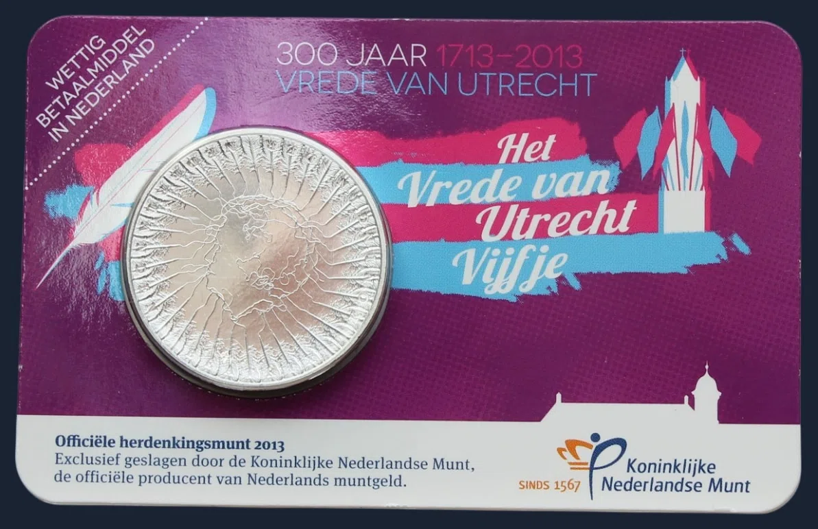 Nederland 5 euro 2013 Vrede van Utrecht coincard