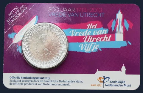 Nederland 5 euro 2013 Vrede van Utrecht coincard