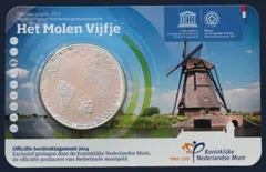 Nederland 5 euro 2014 Kinderdijk windmolens coincard UNC