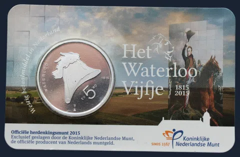 5 euro 2015 Nederland Slag bij Waterloo coincard UNC