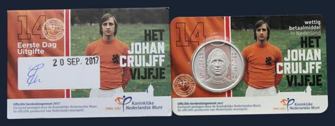 Nederland 5 euro 2017 Johan Cruijff coincard eerste dag uitgifte